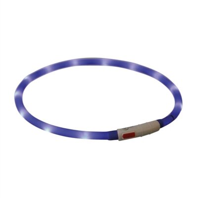 TRIXIE LICHTGEVENDE HALSBAND HOND USB SILICONEN OPLAADBAAR ROYAL BLAUW