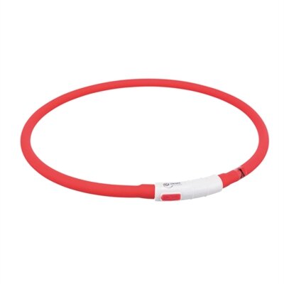 TRIXIE LICHTGEVENDE HALSBAND HOND USB SILICONEN OPLAADBAAR ROOD