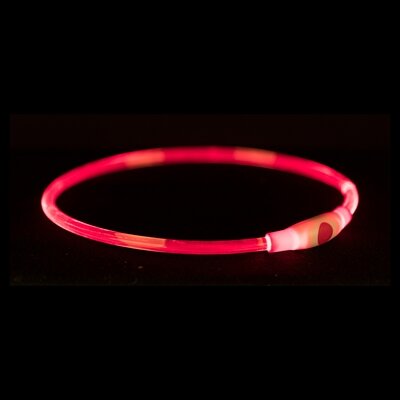 TRIXIE LICHTGEVENDE HALSBAND USB FLASH LIGHT OPLAADBAAR TPU ROOD