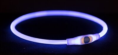 TRIXIE LICHTGEVENDE HALSBAND USB FLASH LIGHT OPLAADBAAR TPU BLAUW