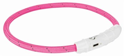 TRIXIE LICHTGEVENDE HALSBAND HOND FLASH USB TPU / NYLON ROZE