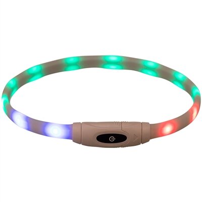 TRIXIE LICHTGEVENDE HALSBAND HOND USB SILICONEN OPLAADBAAR MEERKLEURIG