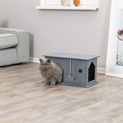 TRIXIE KATTENMAND HUIS LENE VILT GRIJS