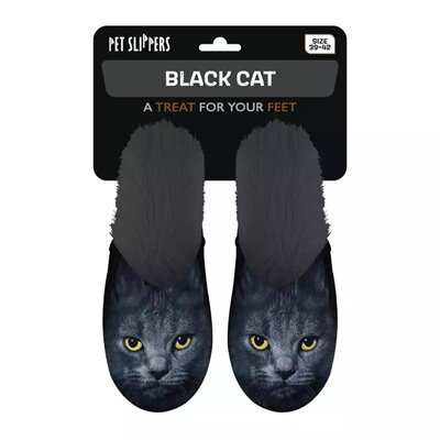 PANTOFFEL ZWARTE KAT ZWART