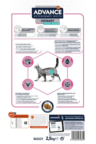 ADVANCE VETERINARY DIET CAT URINARY STERILIZED MINDER CALORIE&Euml;N