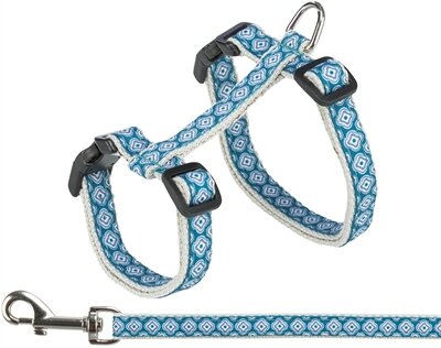TRIXIE KATTENTUIG MET RIEM GRIJS / BLAUW