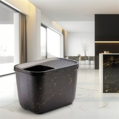 SAVIC KATTENBAK HOP IN MARBLE ZWART / GOUD