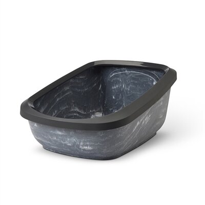 SAVIC KATTENBAK ASEO JUMBO MARBLE GRIJS / ZWART