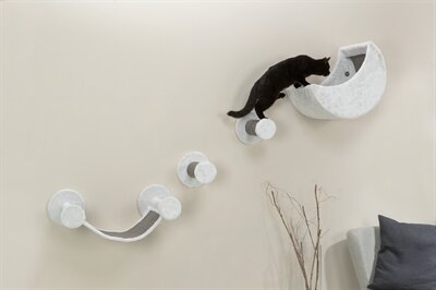 TRIXIE KATTEN KLIMSET VOOR AAN DE MUUR 4 KLIMPLEKKEN WIT / GRIJS