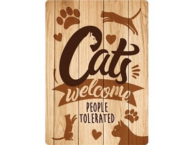 PLENTY GIFTS WAAKBORD BLIK CATS WELCOME PEOPLE TOLERATED