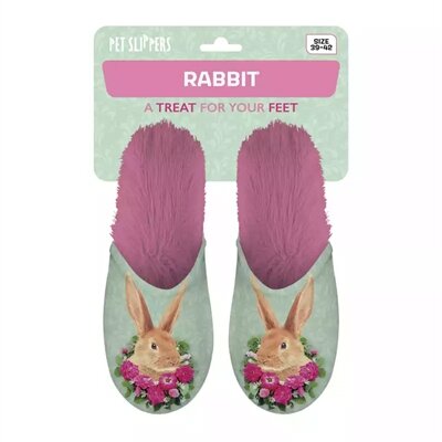 PANTOFFEL KONIJN GROEN / ROZE
