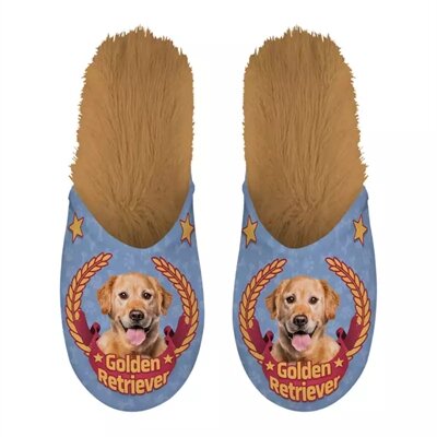 PANTOFFEL GOLDEN RETRIEVER LILA / BEIGE