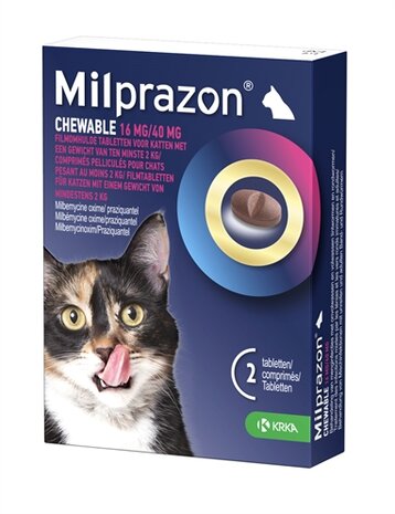 KRKA MILPRAZON KAUWTABLETTEN ONTWORMINGSTABLETTEN KAT